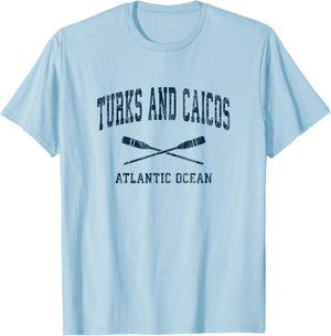 Turks and Caicos Vintage Nautical Paddles Sports Oars T-Shirt - T-Shirt | Light Blue