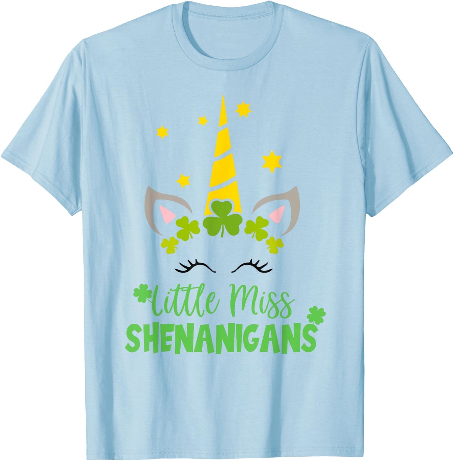 Irish Little Miss Shenanigan St Patrick Day Funny Women Girl T-Shirt - T-Shirt | Light Blue
