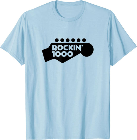 Rockin'1000 Logo with headstock black T-Shirt - T-Shirt | Light Blue