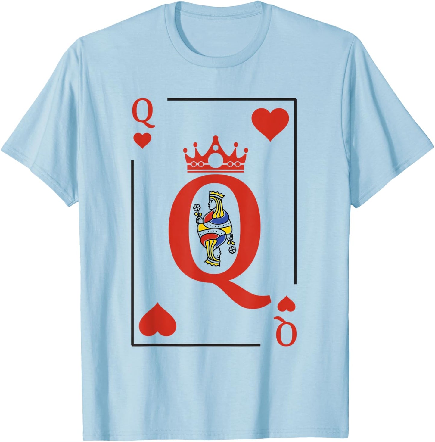 Queen Of Heart Playing Card Poker Halloween Costume Matching T-Shirt - T-Shirt | Light Blue
