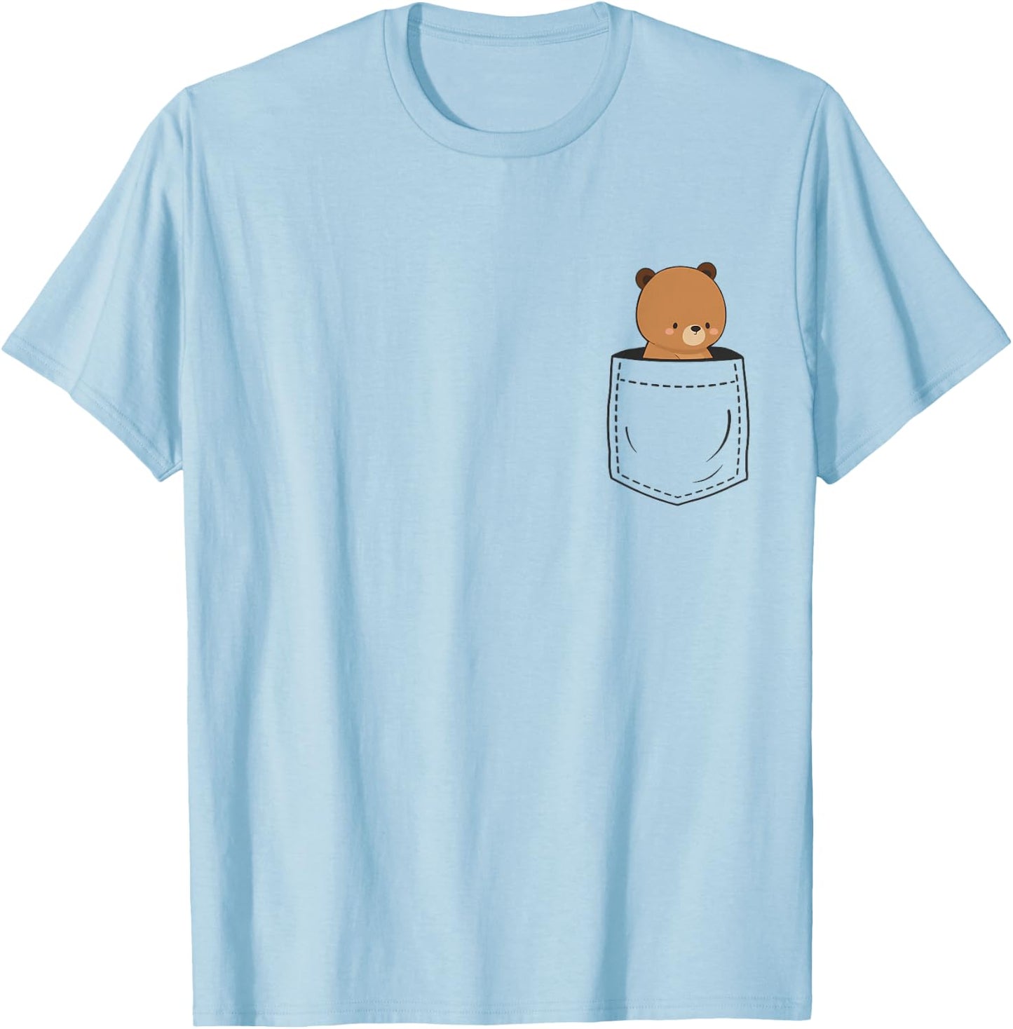 Bear in Pocket Teddy T-Shirt - T-Shirt | Light Blue