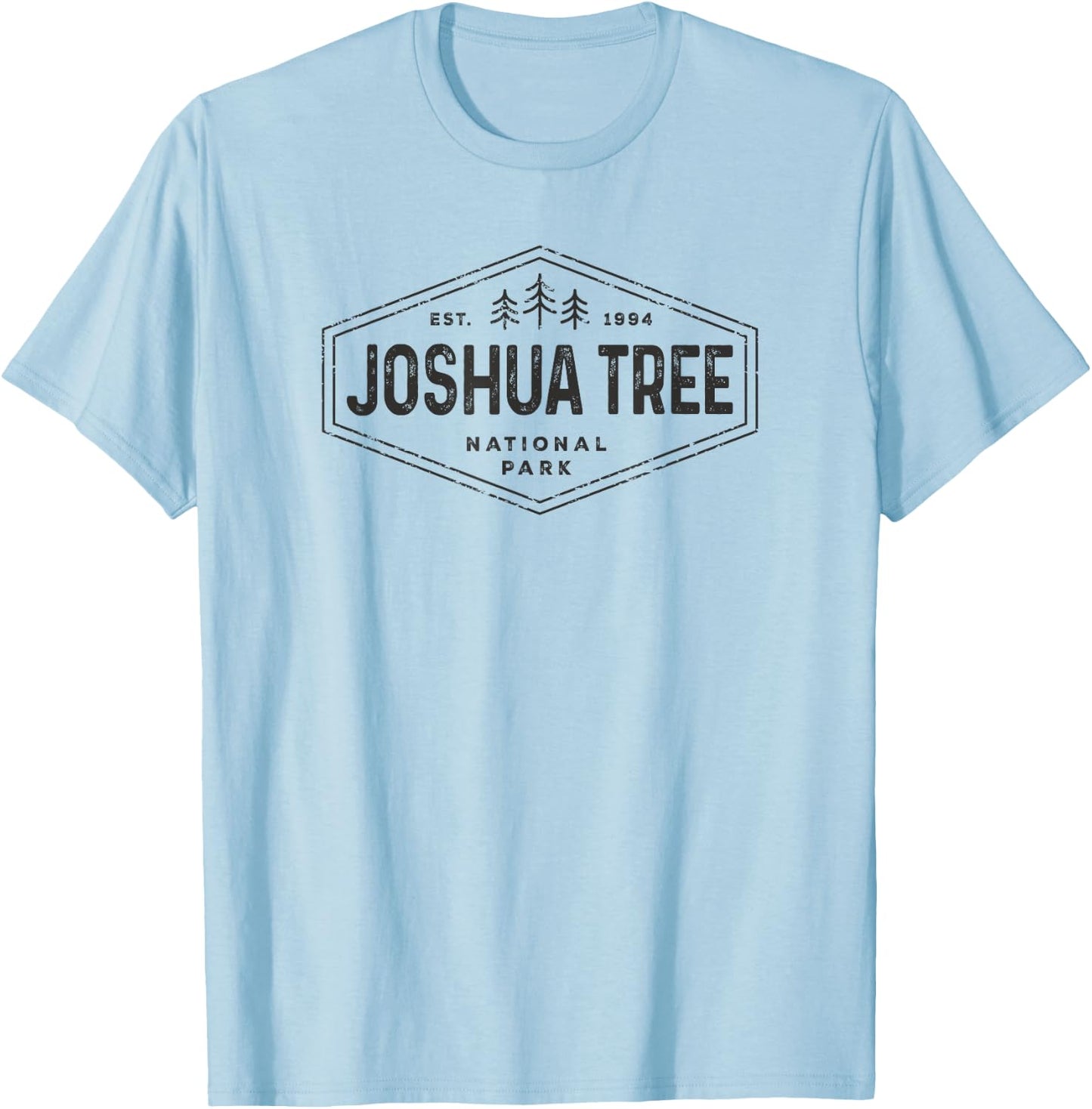 Joshua Tree National Park Shirt Vintage Hexagon Badge Hiking T-Shirt - T-Shirt | Light Blue