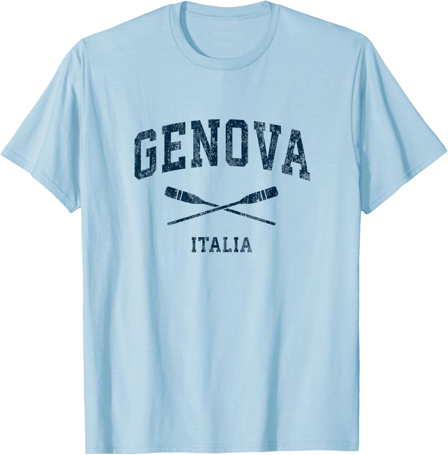 Genoa Italy Vintage Nautical Paddles Sports Oars T-Shirt - T-Shirt | Light Blue