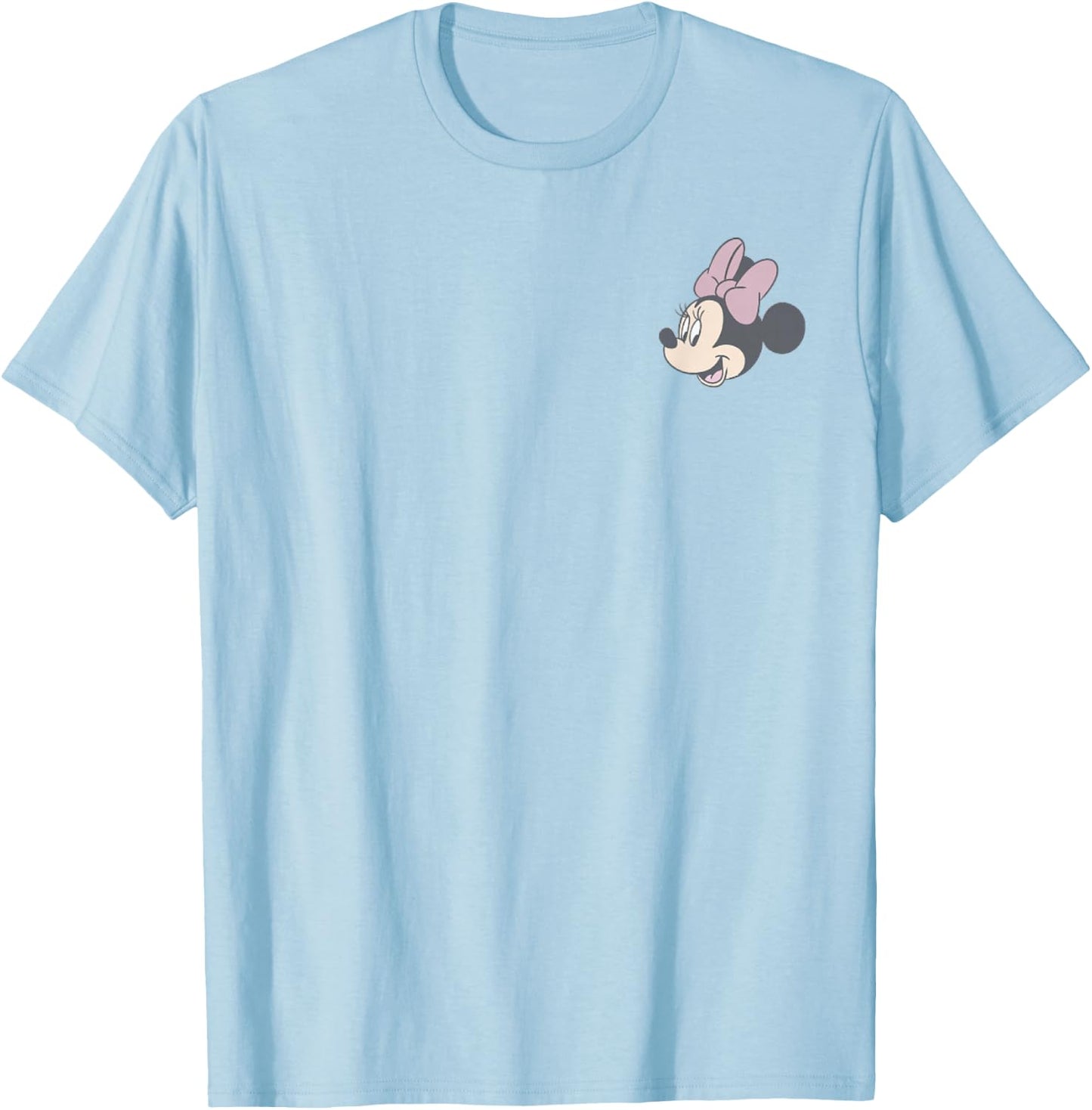 Disney Minnie Mouse Tiny Face Cute Pocket Logo T-Shirt - T-Shirt | Light Blue