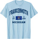 Frankenmuth Michigan MI Vintage State Athletic Navy T-Shirt - T-Shirt | Light Blue