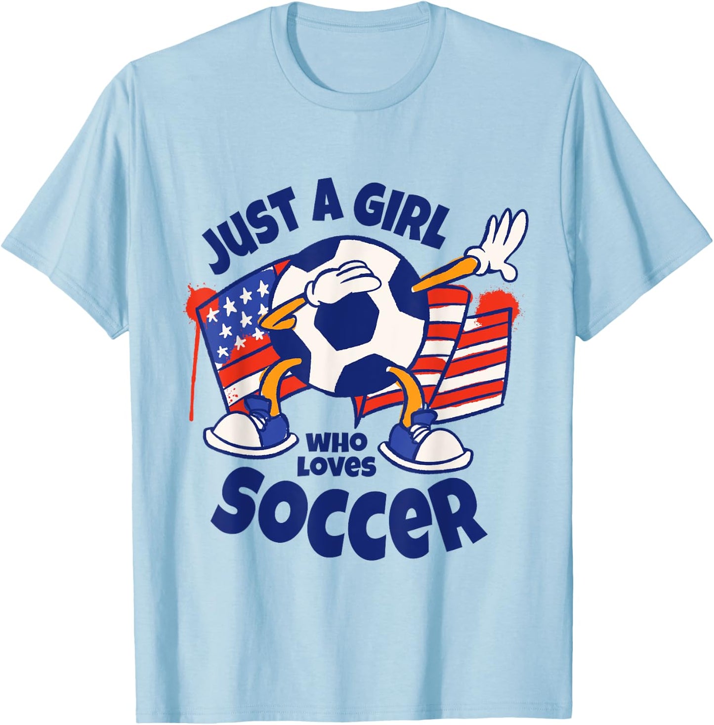 Just a Girl Who Loves Soccer Kids Girl Teen Football T-Shirt - T-Shirt | Light Blue