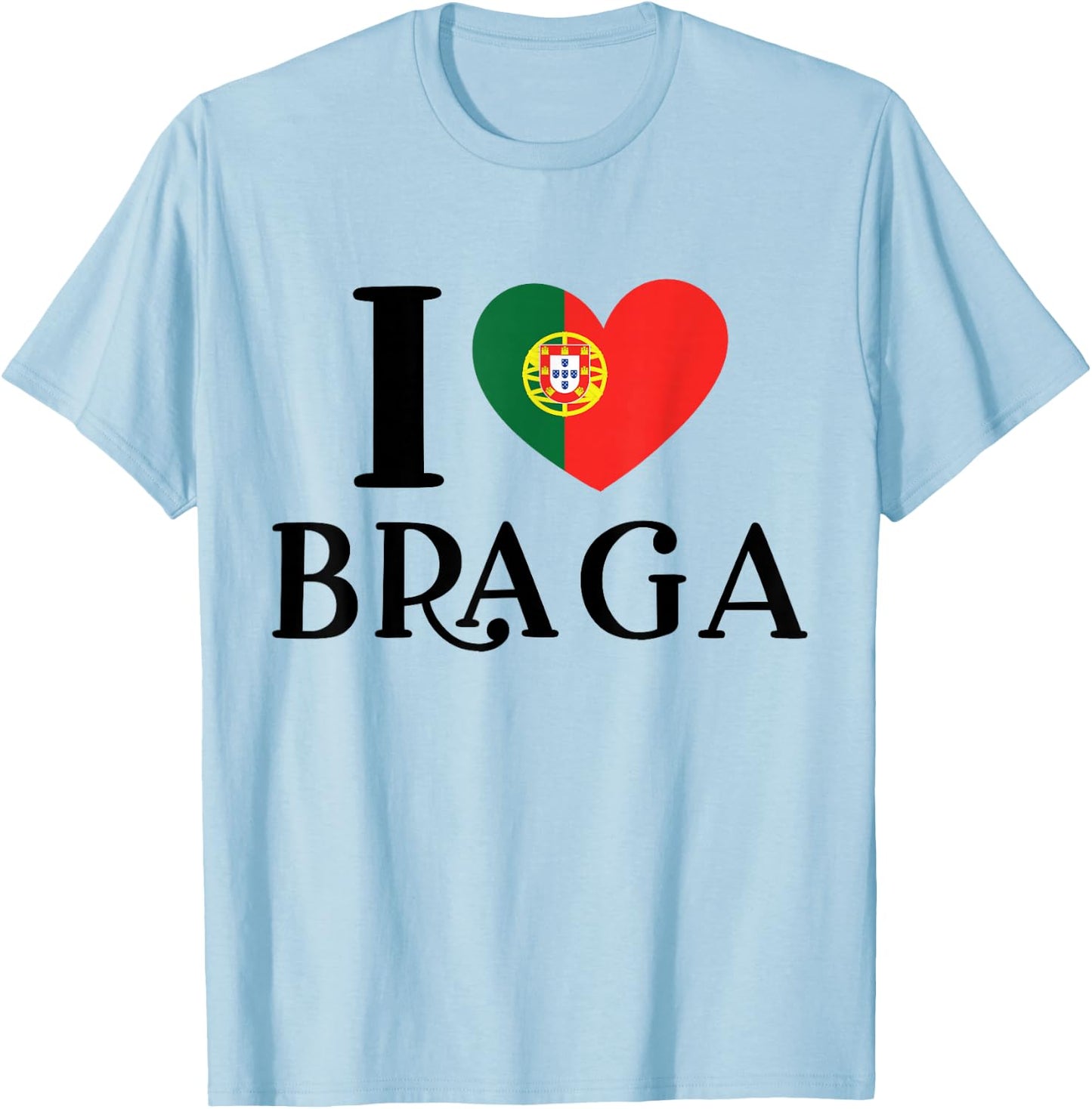I Love Braga Portugal Heart Flag T-Shirt - T-Shirt | Light Blue