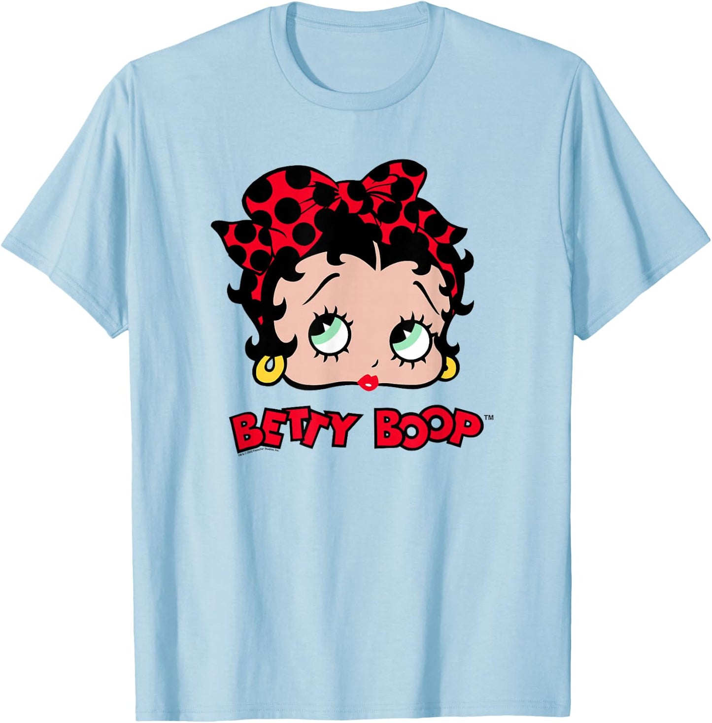 Betty Boop Vintage Classic Dotted Bow Pin Up Portrait T-Shirt - T-Shirt | Light Blue