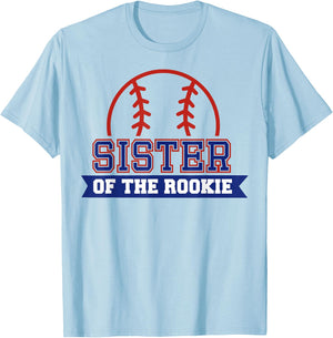 Sister of Rookie 1st Birthday Baseball Theme Matching Party T-Shirt - T-Shirt | Light Blue