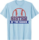 Sister of Rookie 1st Birthday Baseball Theme Matching Party T-Shirt - T-Shirt | Light Blue