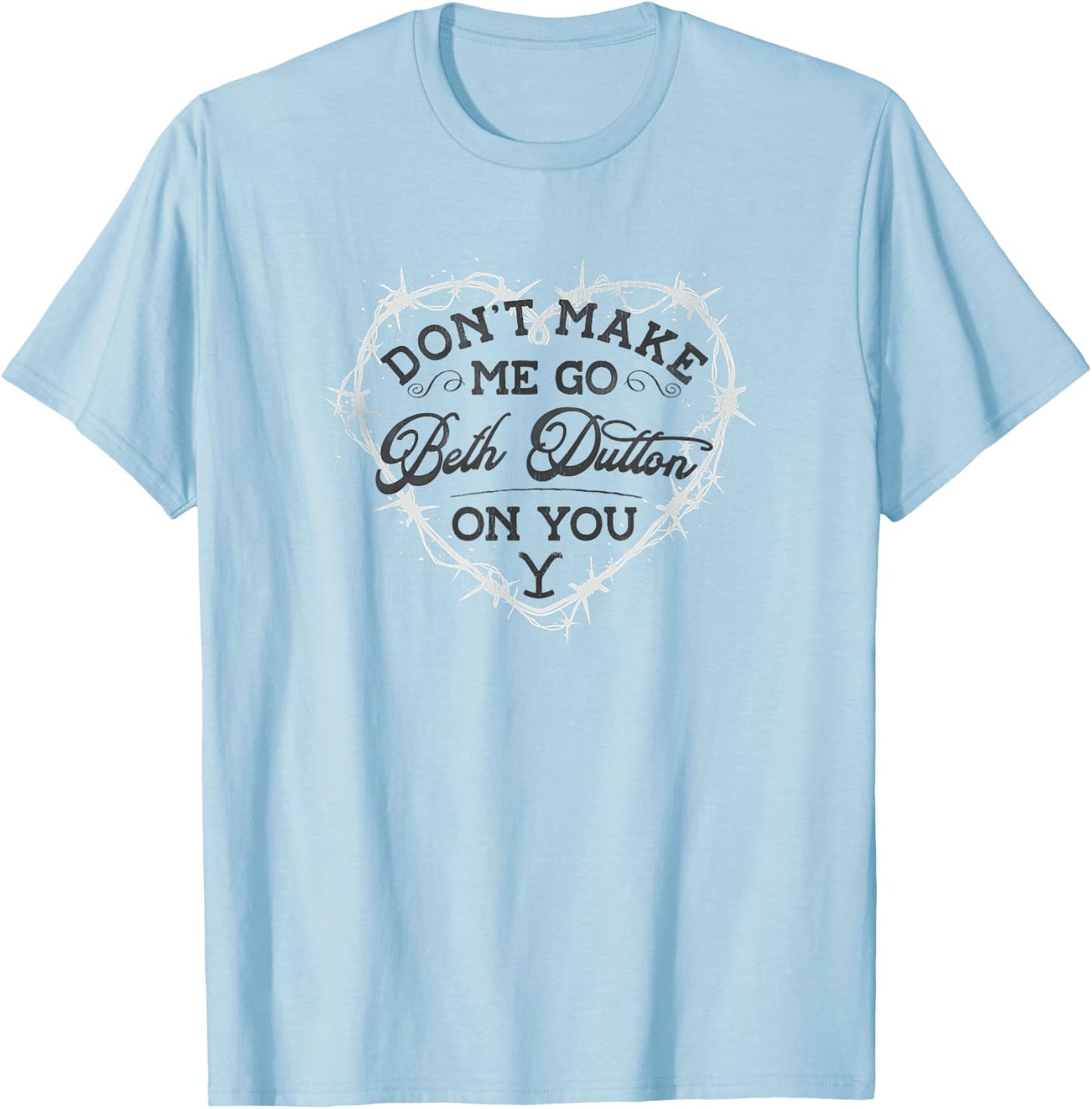 Yellowstone Dutton Ranch Beth Heart T-Shirt - T-Shirt | Light Blue
