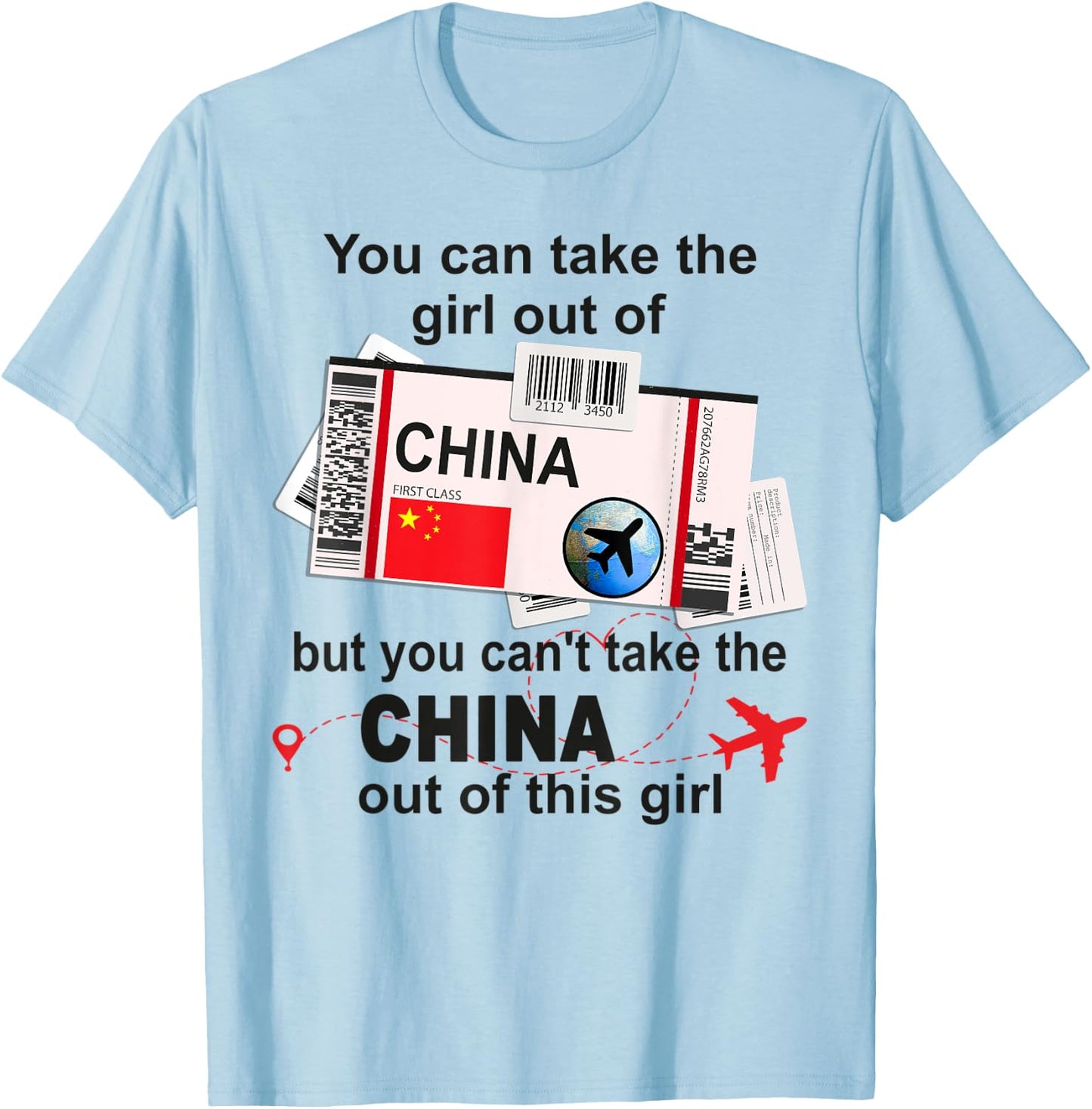 China Girl - China Boarding Pass - China T-Shirt - T-Shirt | Light Blue