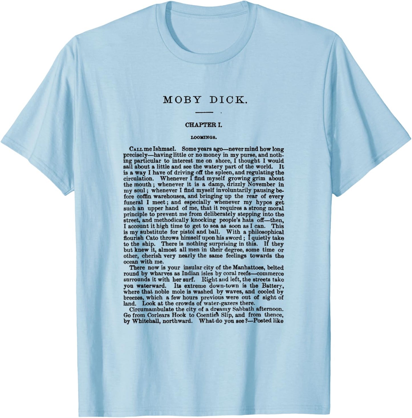 Moby Dick Herman Melville First Page T-Shirt - T-Shirt | Light Blue