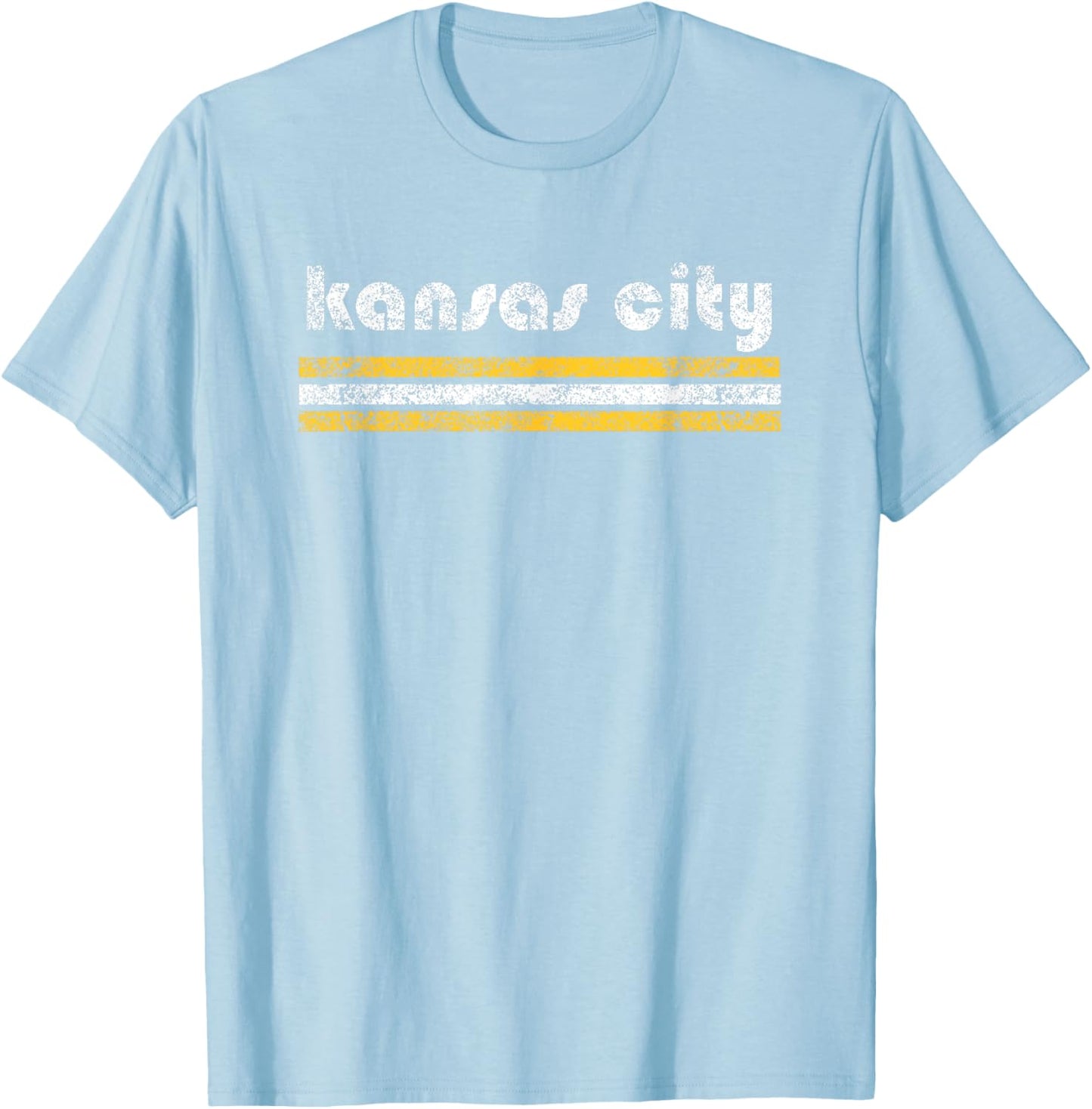 Kansas City Missouri Retro Vintage Weathered Throwback T-Shirt - T-Shirt | Light Blue