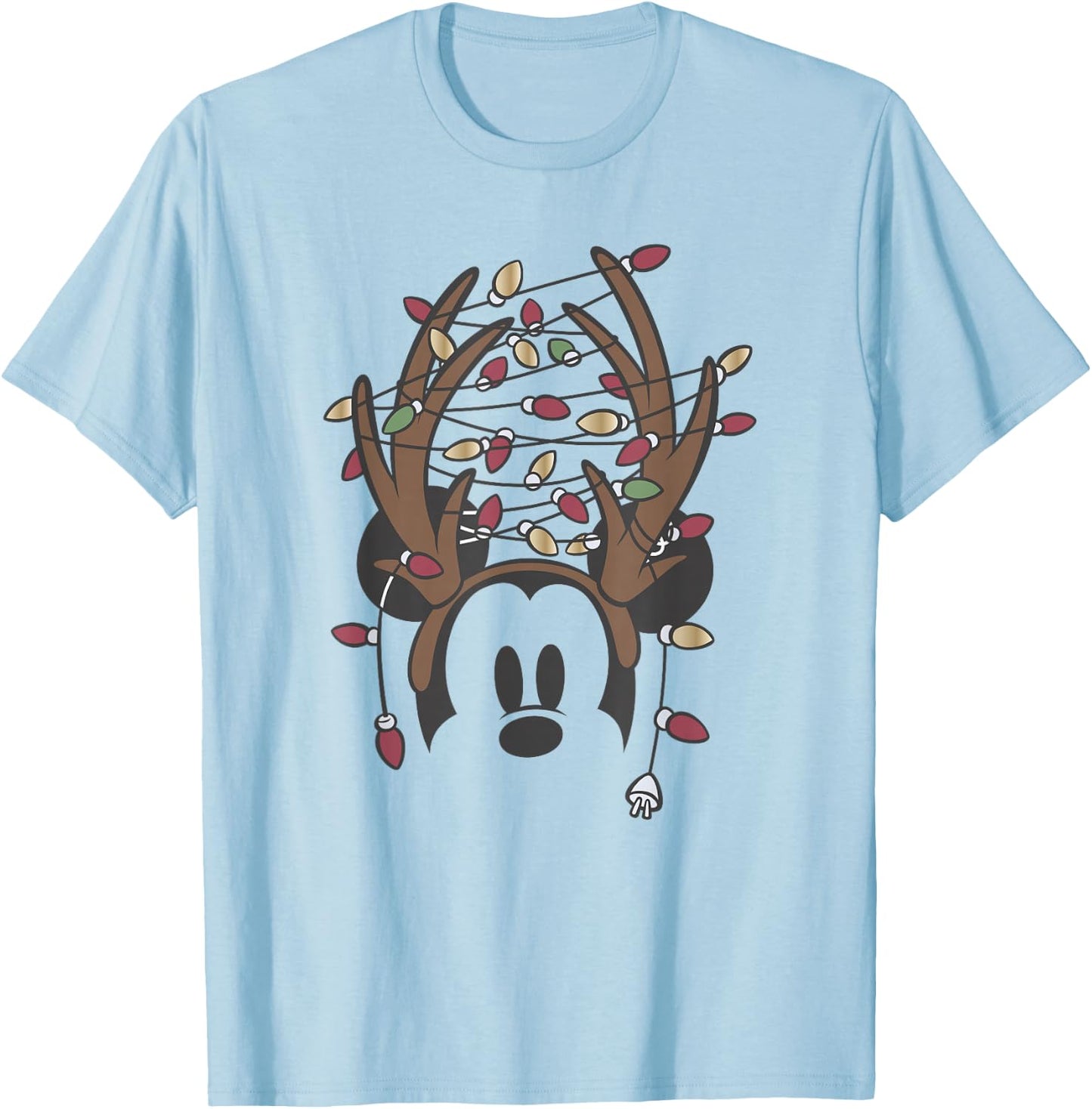 Disney Mickey Christmas Tangled Lights Antlers T-Shirt - T-Shirt | Light Blue