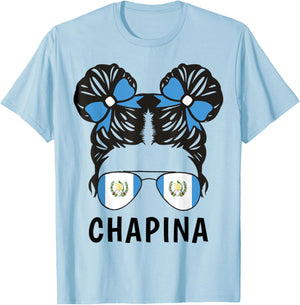 Guatemala Flag Chapina Guatemalan Girl Youth Women Guatemala T-Shirt - T-Shirt | Light Blue