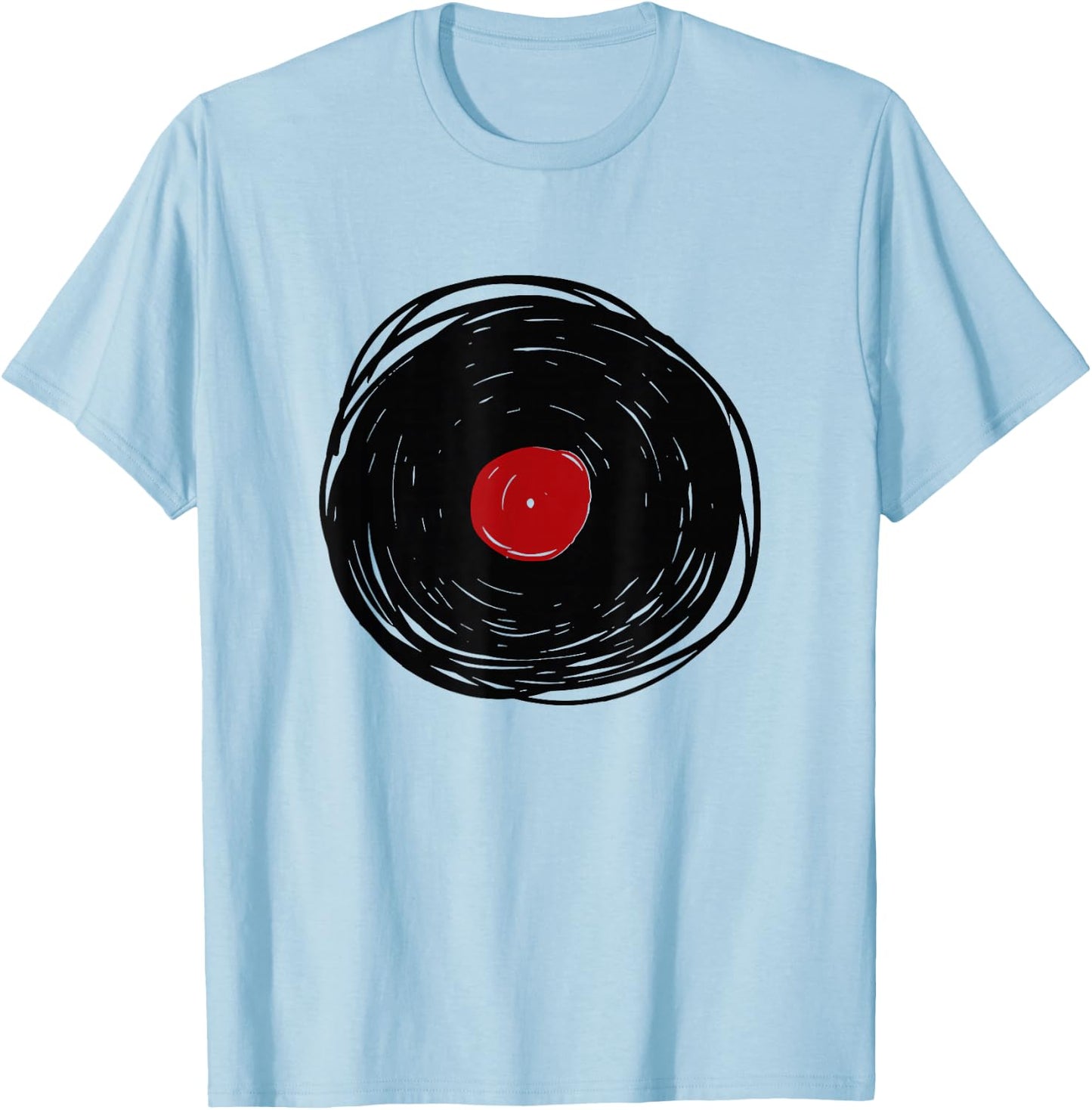 Vinyl Record Drawing - LP Collector T-Shirt - T-Shirt | Light Blue