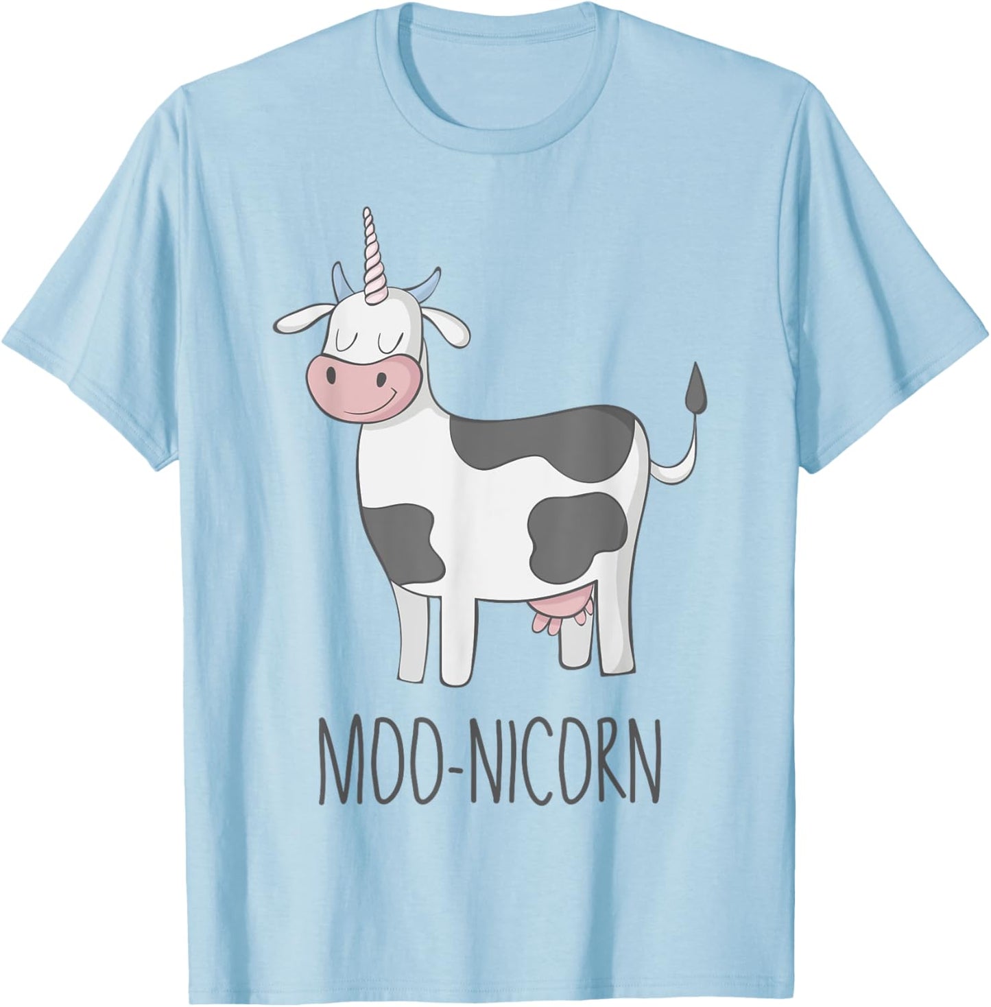 Moonicorn Funny Cow Unicorn T Shirt for Kids and Adults T-Shirt - T-Shirt | Light Blue