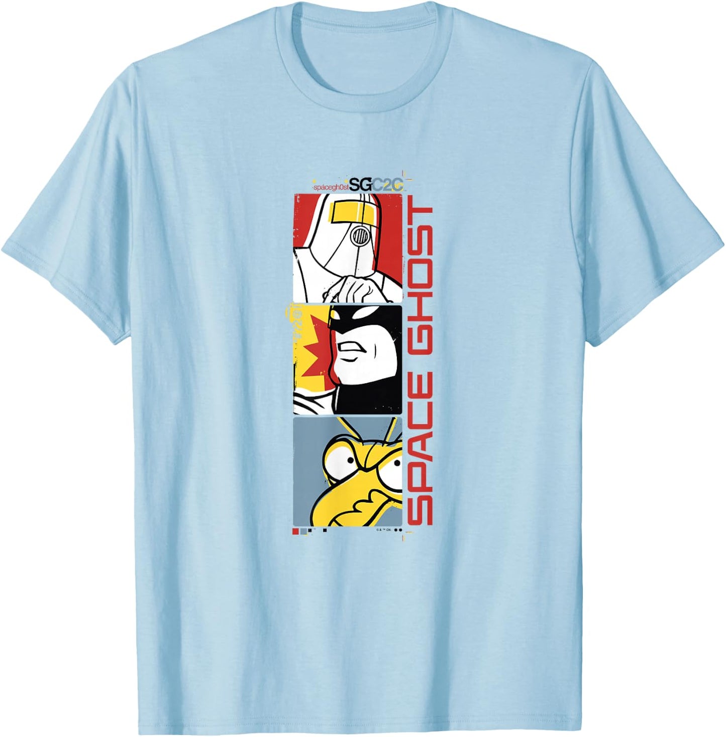 Space Ghost Coast to Coast Vertical Villains Faded Box Up T-Shirt - T-Shirt | Light Blue