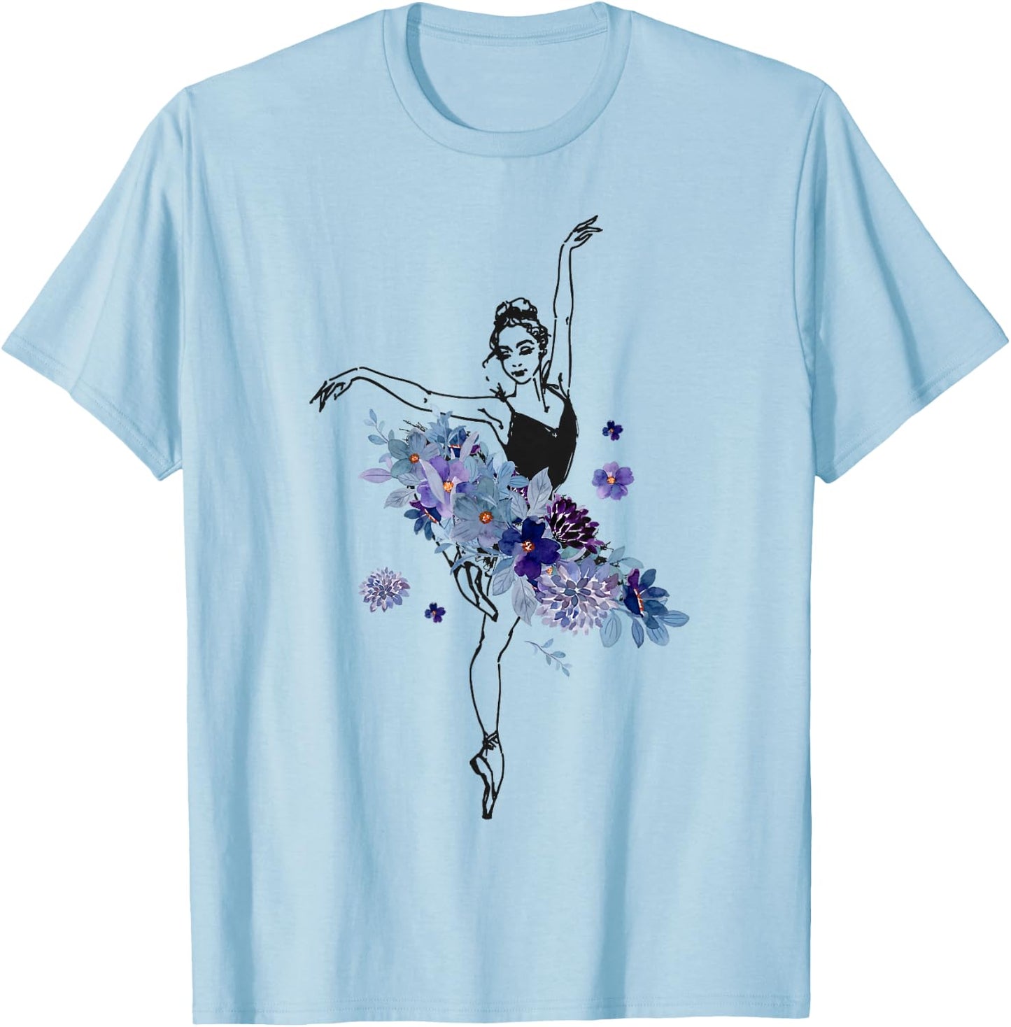 Ballet Dancer Dance Girl Ballerina Flower Floral T-Shirt - T-Shirt | Light Blue