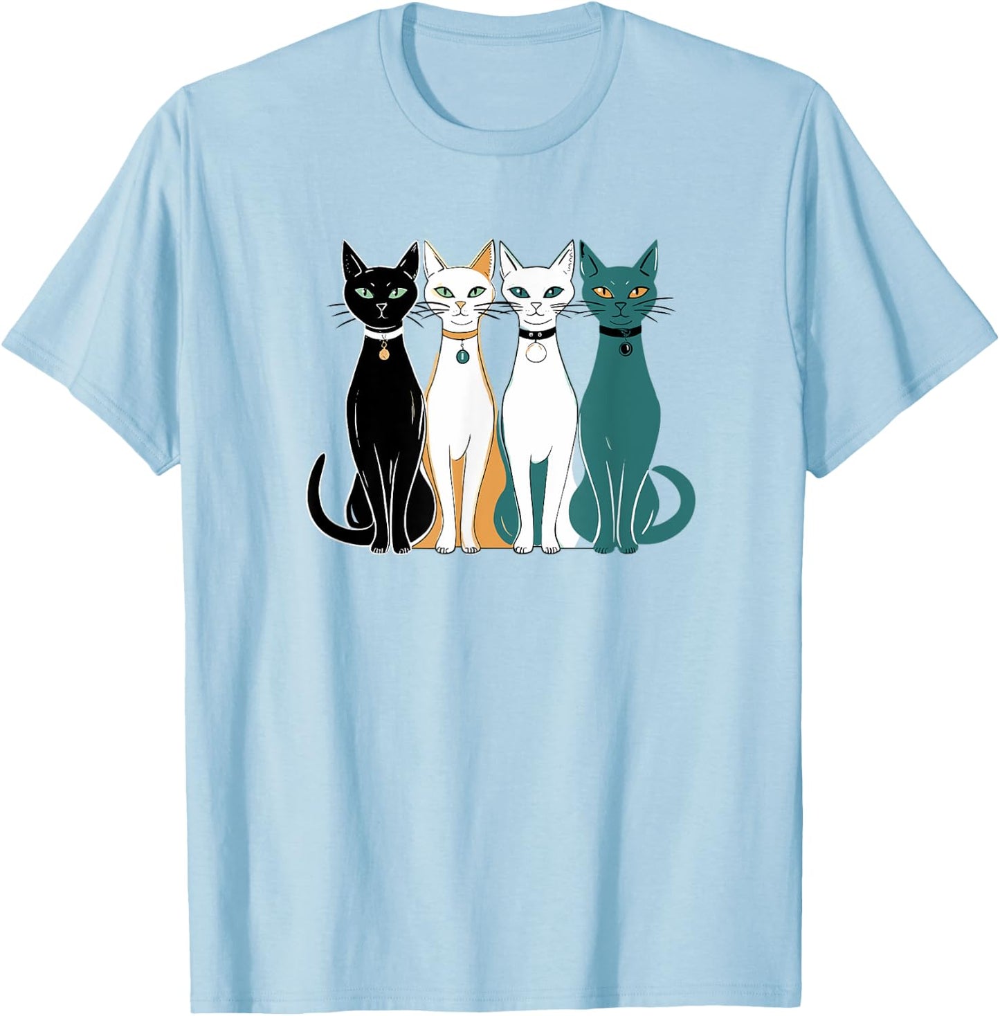 Retro Cats Midcentury Mid Century Age 60s 70s Space T-Shirt - T-Shirt | Light Blue