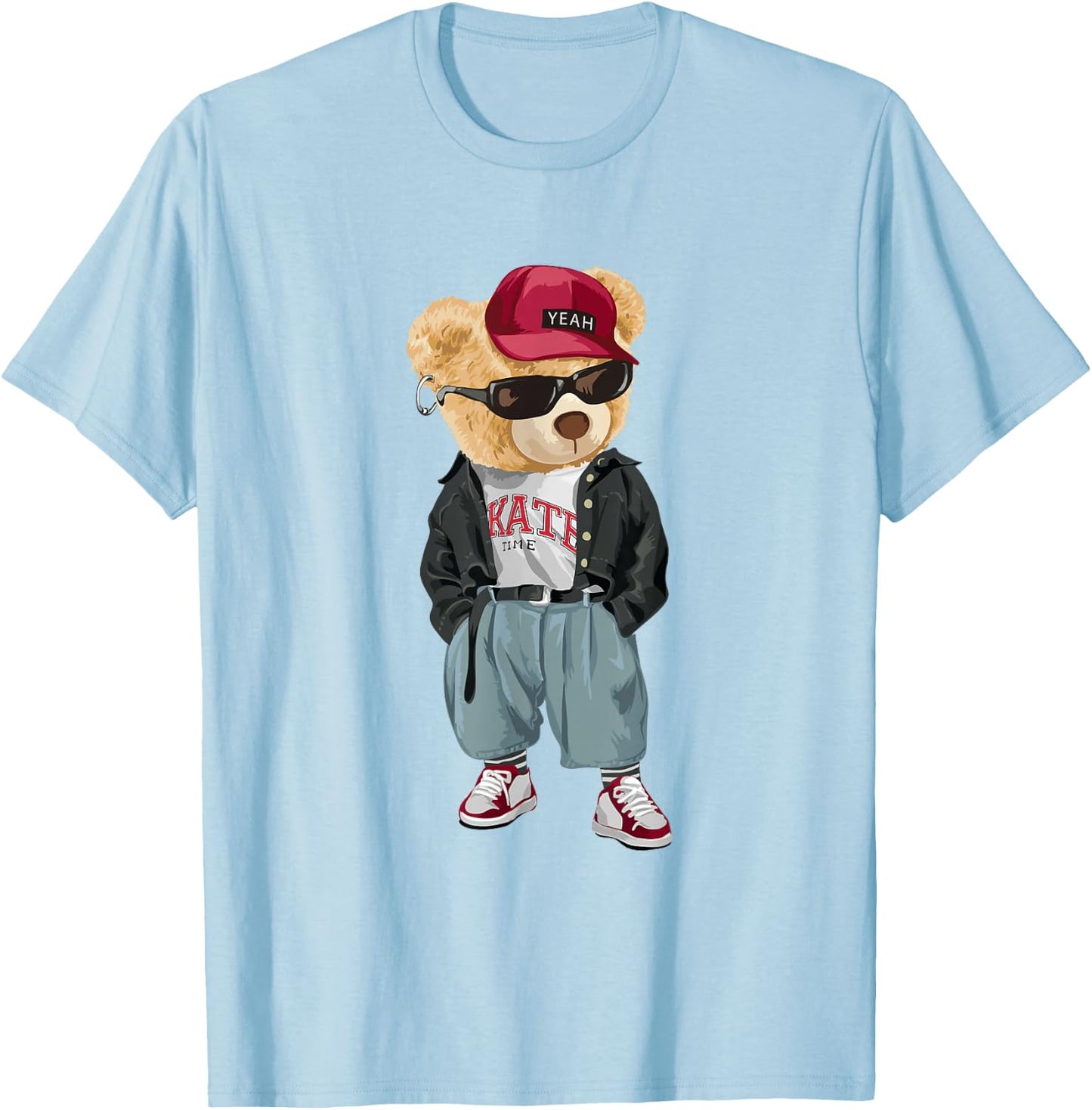 Punk Rocker Rapper Popster Punker Teddy Bear Rap Hip Hop T-Shirt - T-Shirt | Light Blue