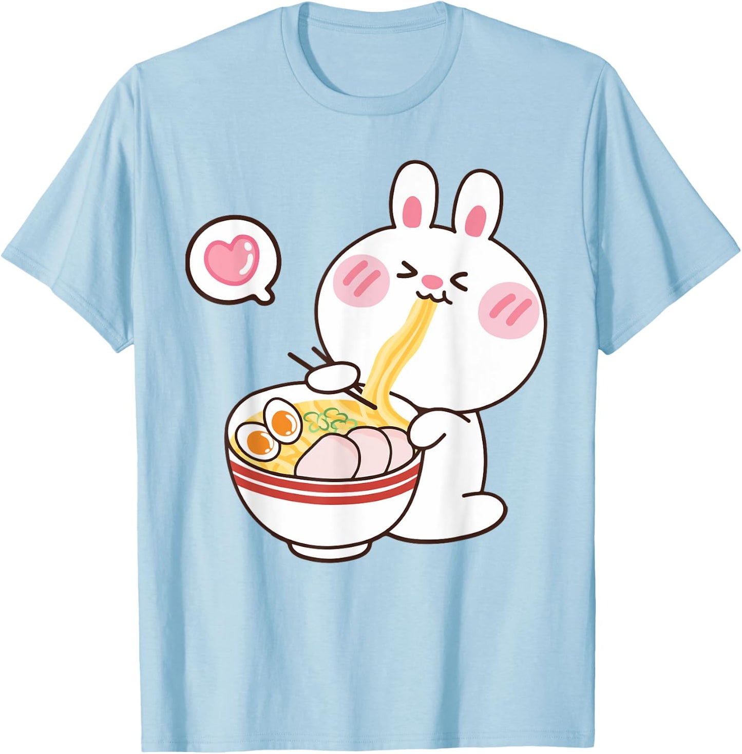 Cute Rabbit Ramen Noodle Toddler Girl Teen Kids Kawaii Anime T-Shirt - T-Shirt | Light Blue