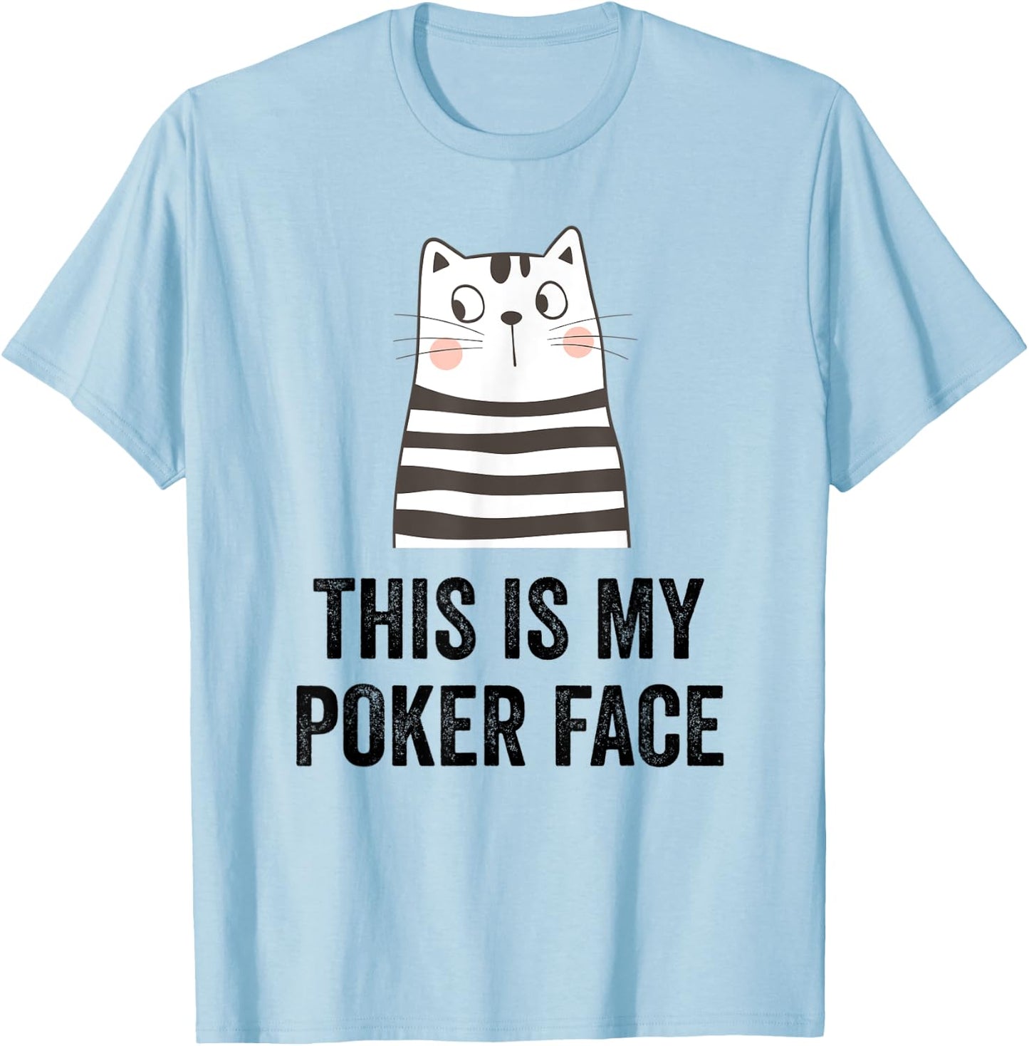 Cat poker player funny cat face cat lover playing cards cats T-Shirt - T-Shirt | Light Blue
