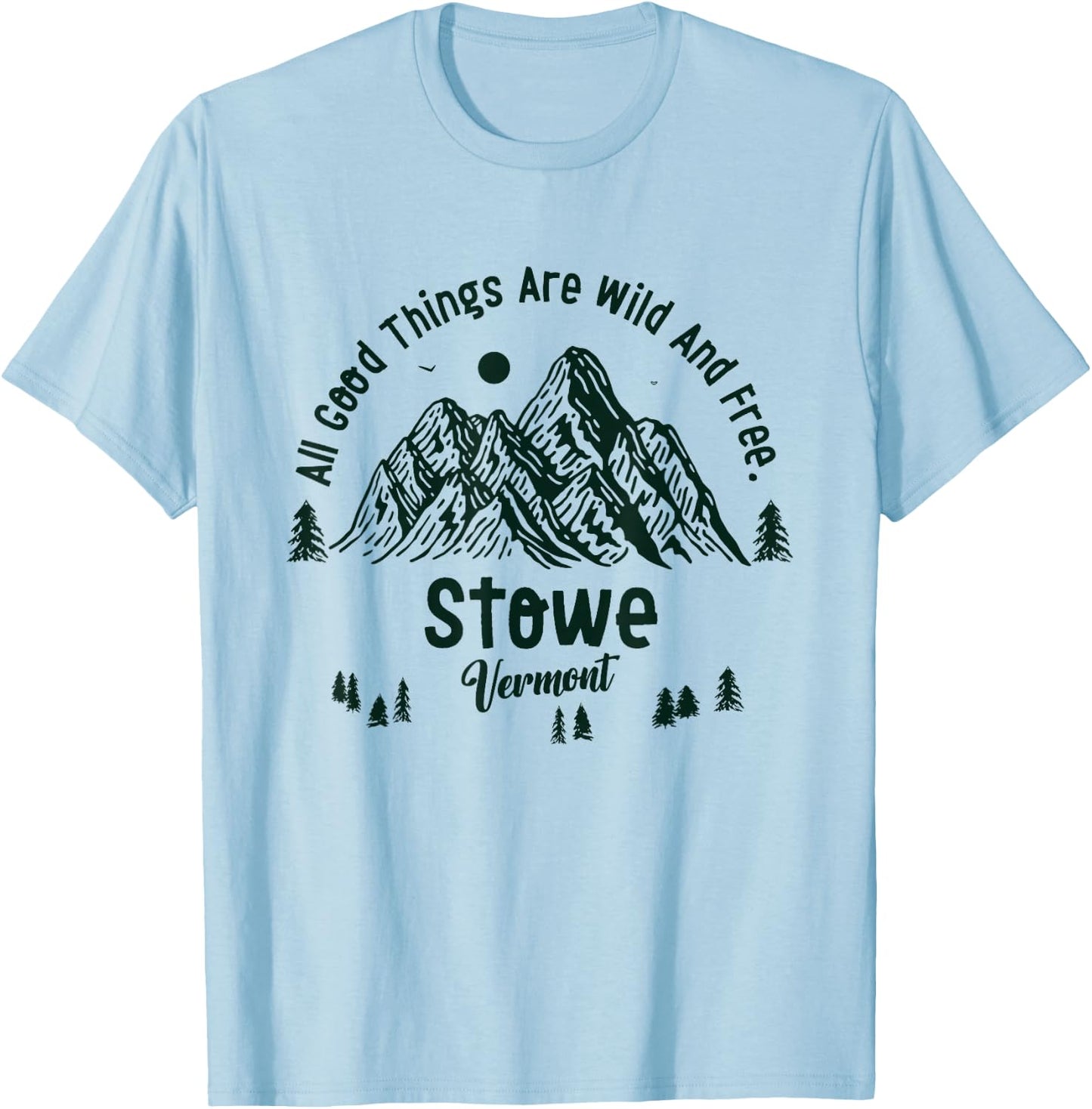 Stowe Mountains Vermont Hiking Outdoors Vintage T-Shirt - T-Shirt | Light Blue