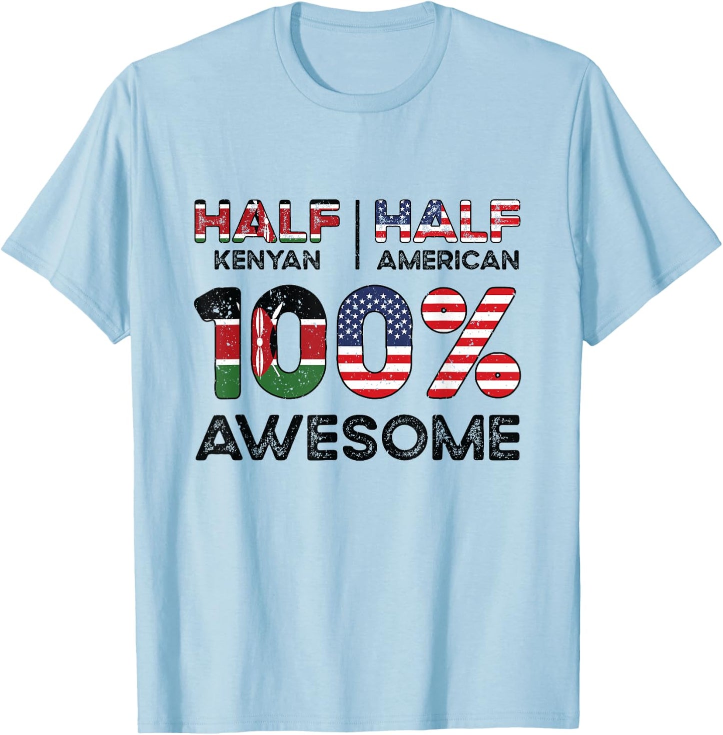 Kenyan American Patriot USA Grown Kenya US Flag T-Shirt - T-Shirt | Light Blue