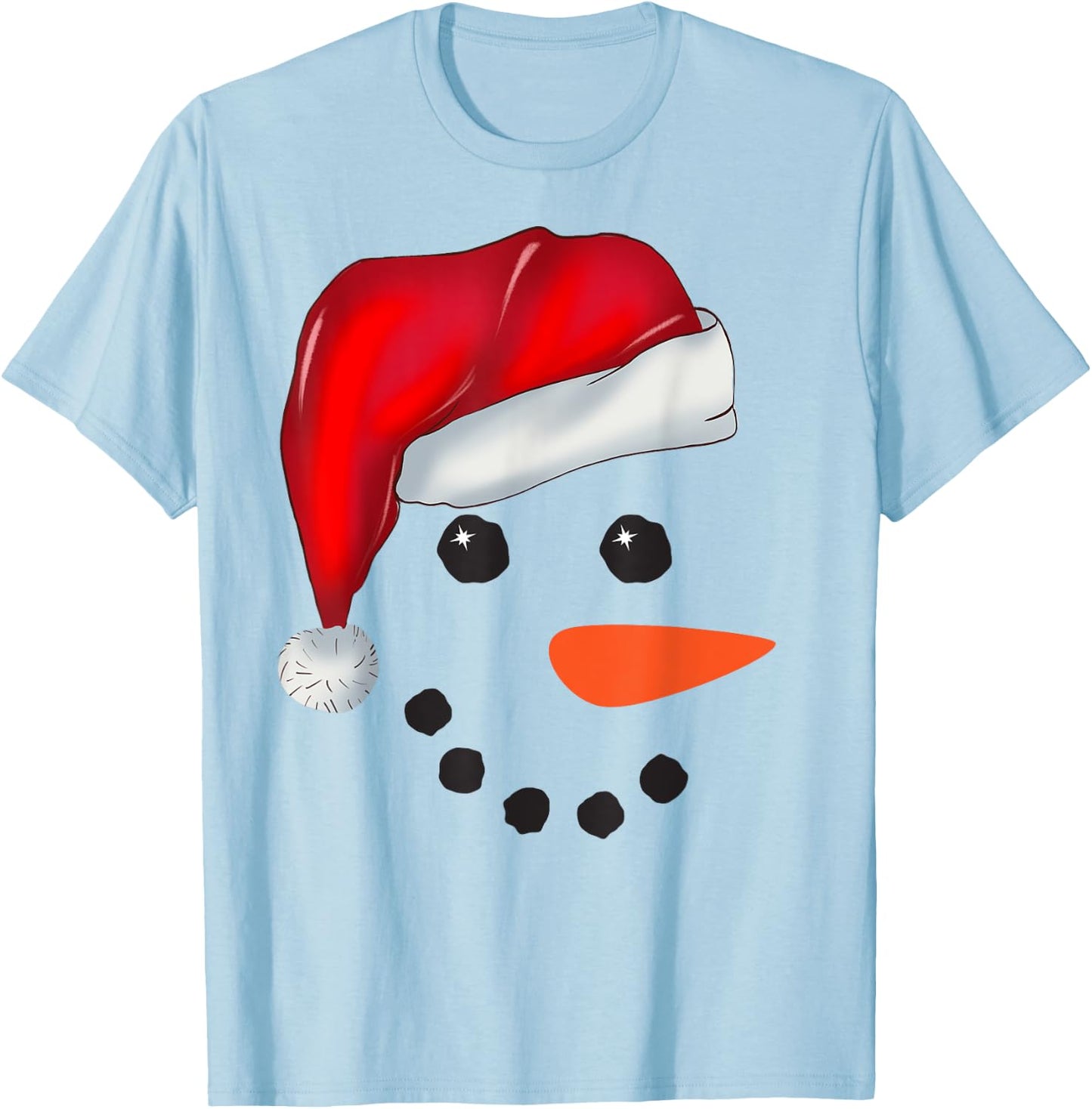 Face Snowman Christmas Matching Squad Family Men Women Kids T-Shirt - T-Shirt | Light Blue