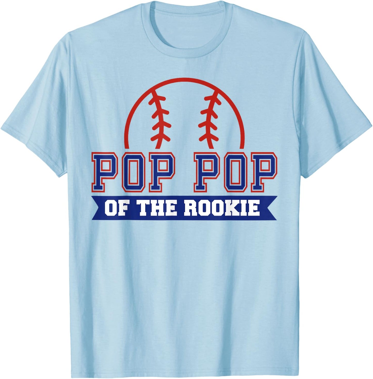 Pop Pop of Rookie 1st Birthday Baseball Theme Matching Party T-Shirt - T-Shirt | Light Blue