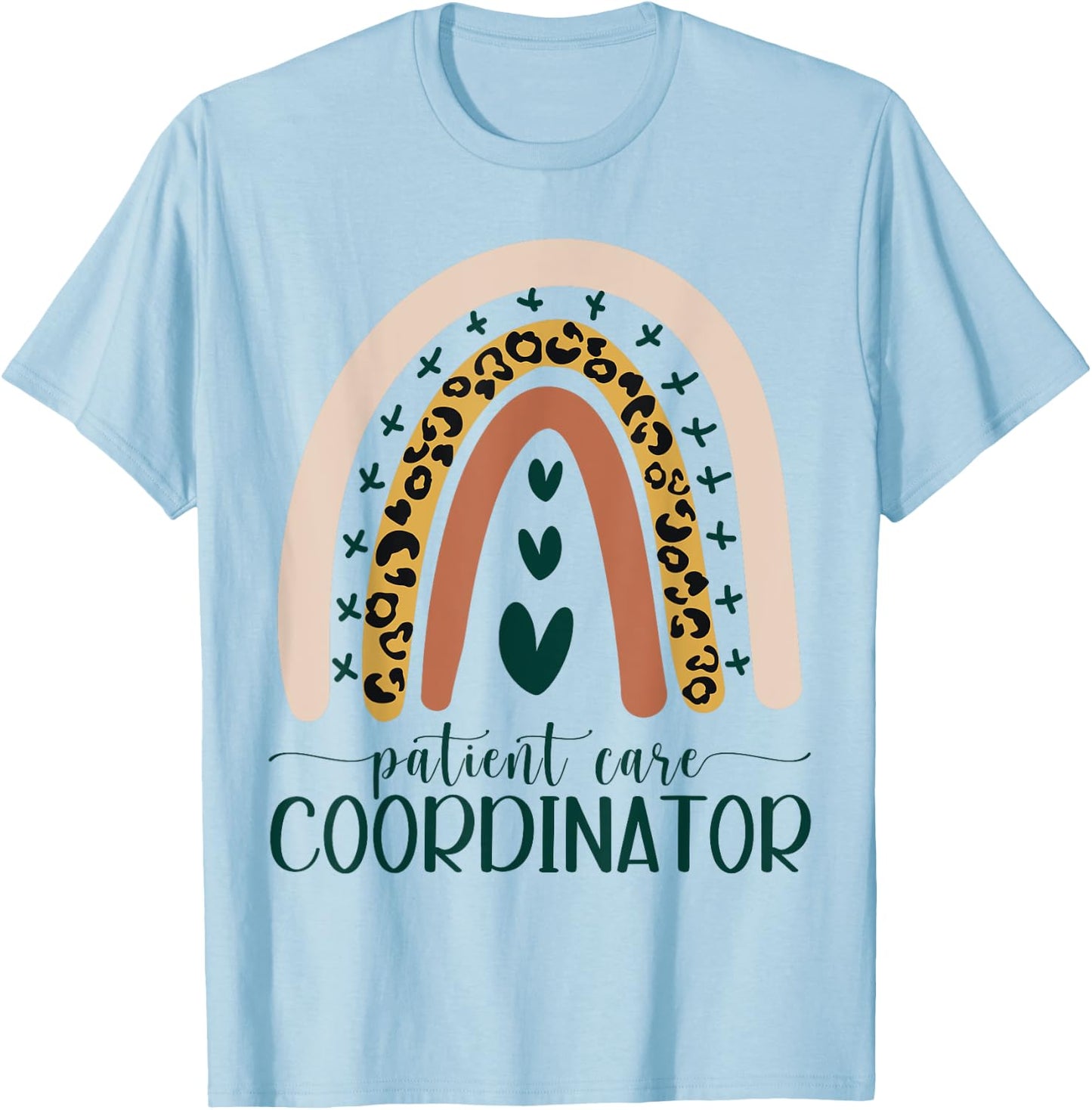 Patient Care Coordinator Appreciation Leopard Rainbow Cute T-Shirt - T-Shirt | Light Blue