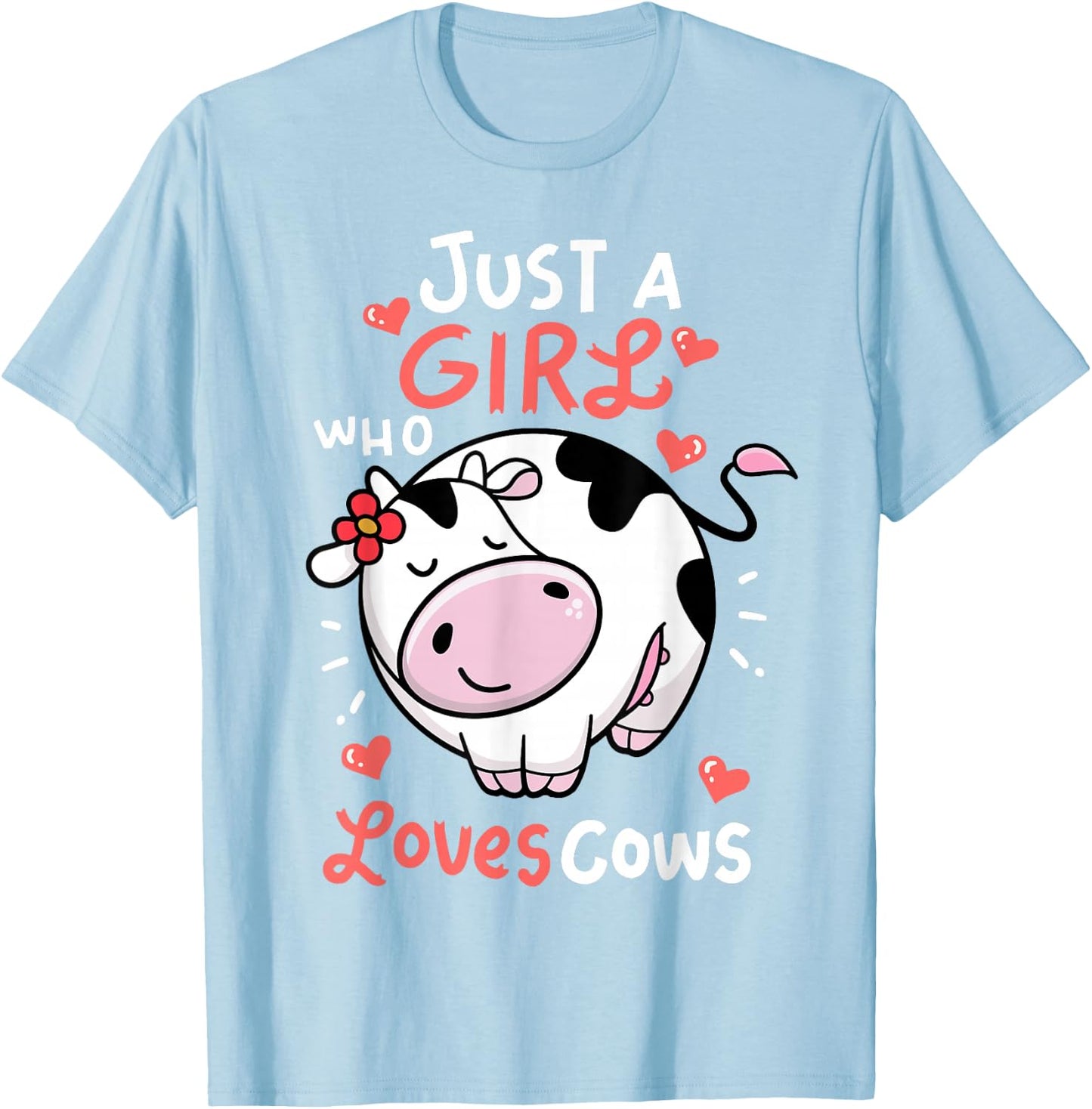Cow-Shirt Just A Girl Who Loves Cows Print Kids Toddler Farm T-Shirt - T-Shirt | Light Blue