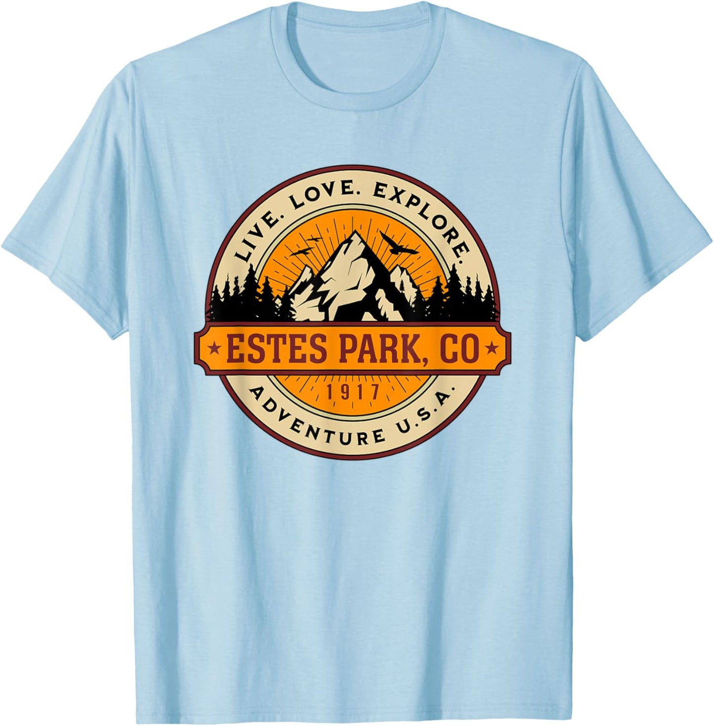 Estes Park Colorado Adventure USA Vintage Style Design T-Shirt - T-Shirt | Light Blue