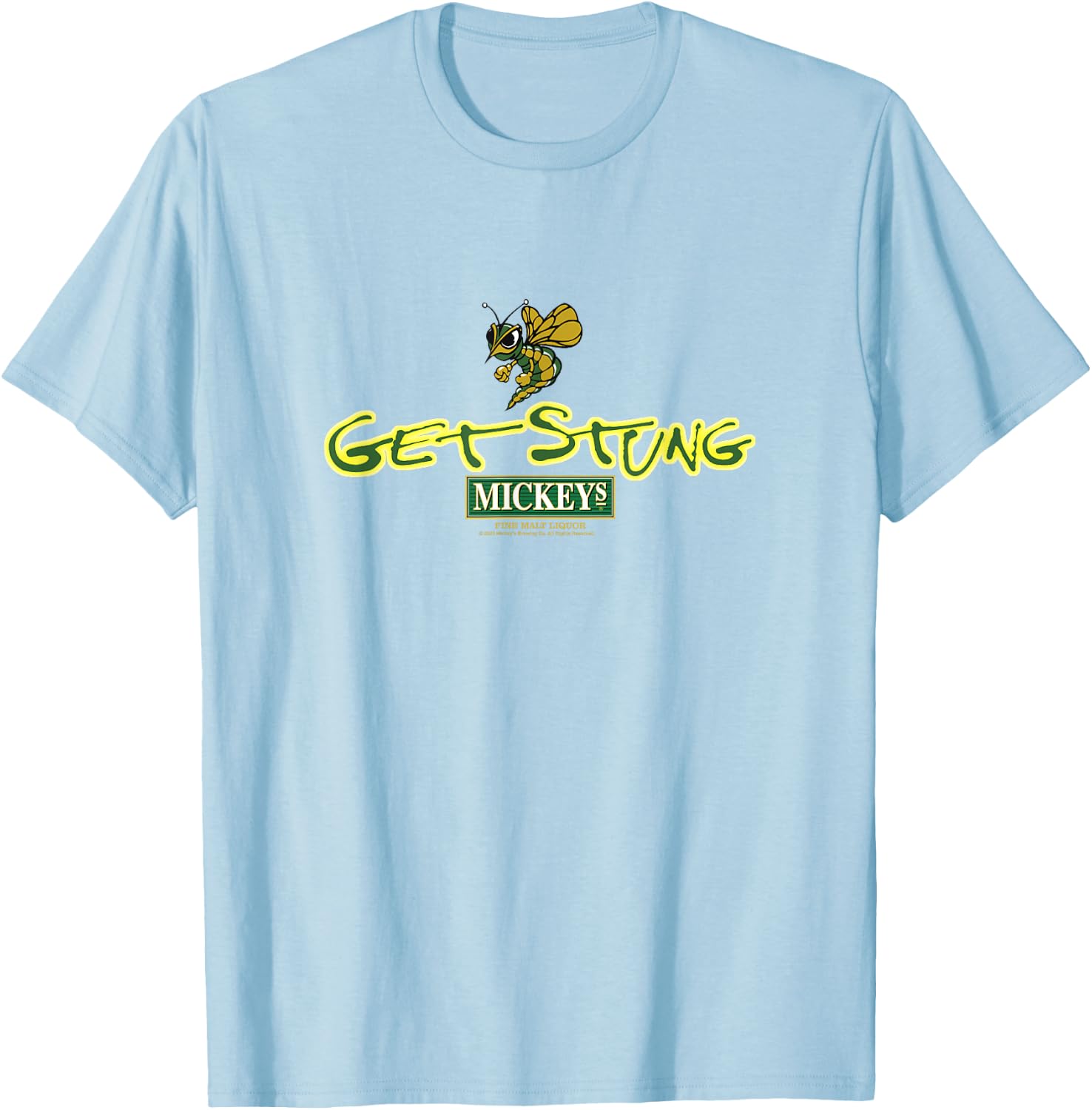 Coors Brewing Company Get Stung Mickey's Fine Malt Liquor T-Shirt - T-Shirt | Light Blue