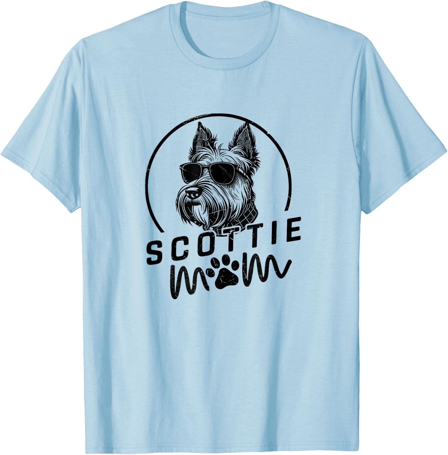 Scottie Dog Mom Face Gifts Funny Dog Dad Christmas T-Shirt - T-Shirt | Light Blue