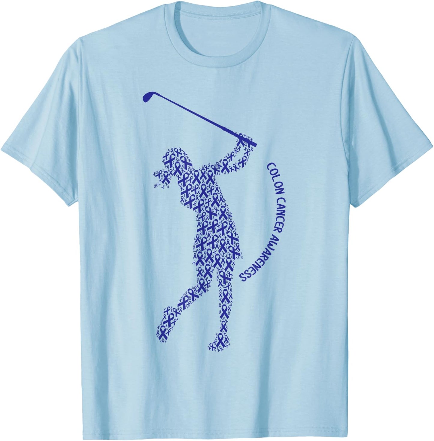 Colon Cancer Awareness Blue Ribbon Survivor - Golf Swing T-Shirt - T-Shirt | Light Blue