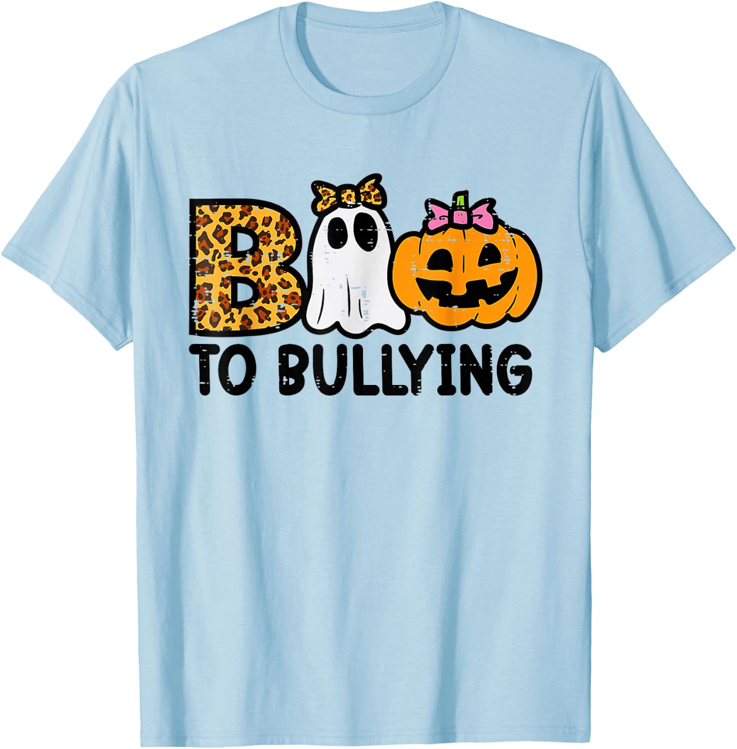 Boo To Bullying Halloween Ghost Anti Bully Unity Day Orange T-Shirt - T-Shirt | Light Blue