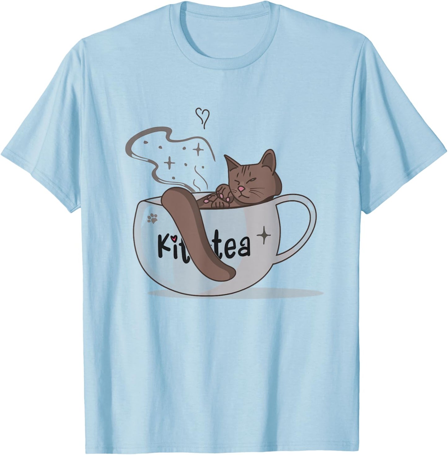 Kit-Tea, Kit Tea Kittens With a Cup of Tea, Funny Cat Gifts Women Kids T-Shirt - T-Shirt | Light Blue