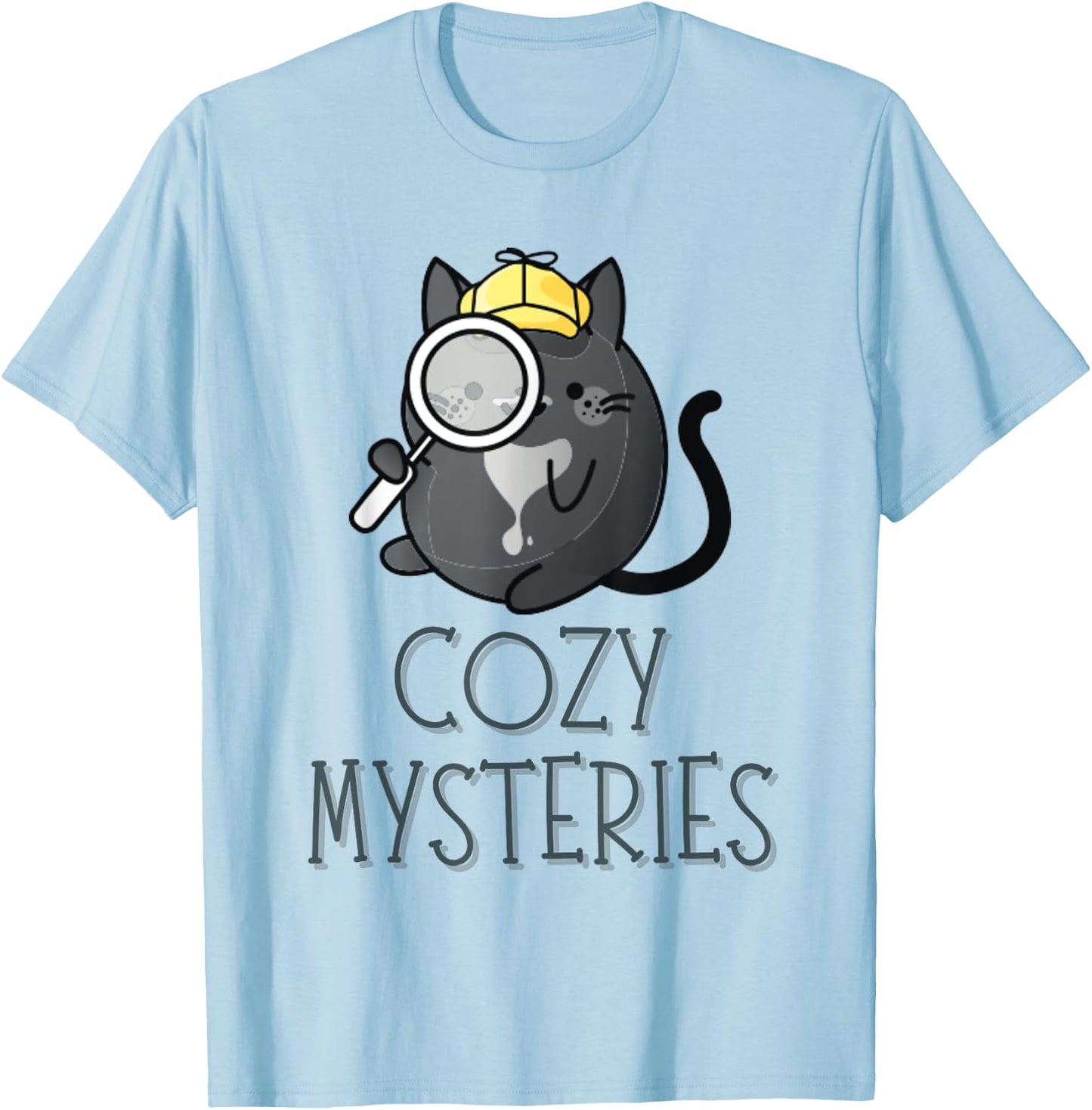 Cozy Mysteries | Cute Cat Cozy Murder Mystery Cat Detective T-Shirt - T-Shirt | Light Blue