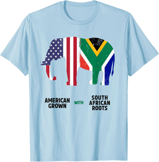 South Africa American Flag Elephant Ideas For Kids African T-Shirt - T-Shirt | Light Blue