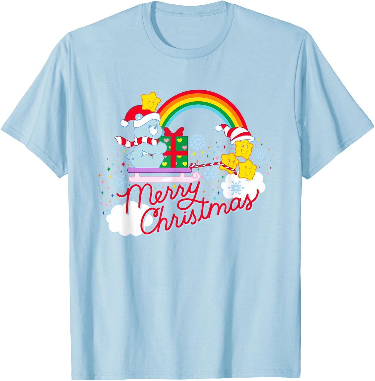 Care Bears Merry Christmas With Christmas Wishes Bear T-Shirt - T-Shirt | Light Blue