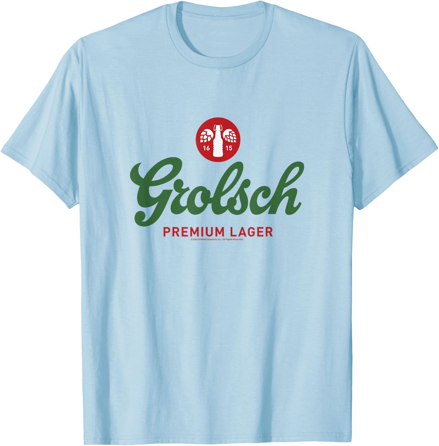 Coors Brewing Company Grolsch Premium Beer Since 1615 Logo T-Shirt - T-Shirt | Light Blue