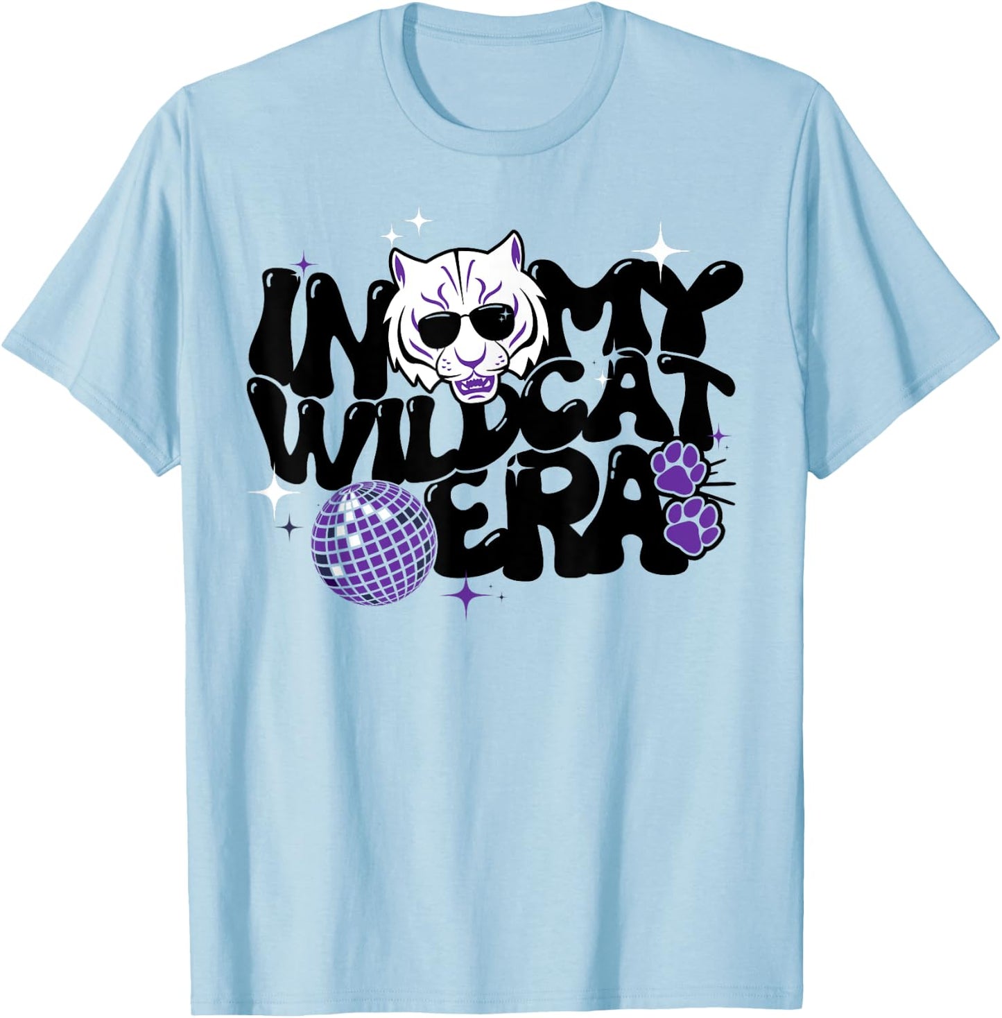 In My Wildcat Era Groovy School Spirit Wildcat T-Shirt - T-Shirt | Light Blue