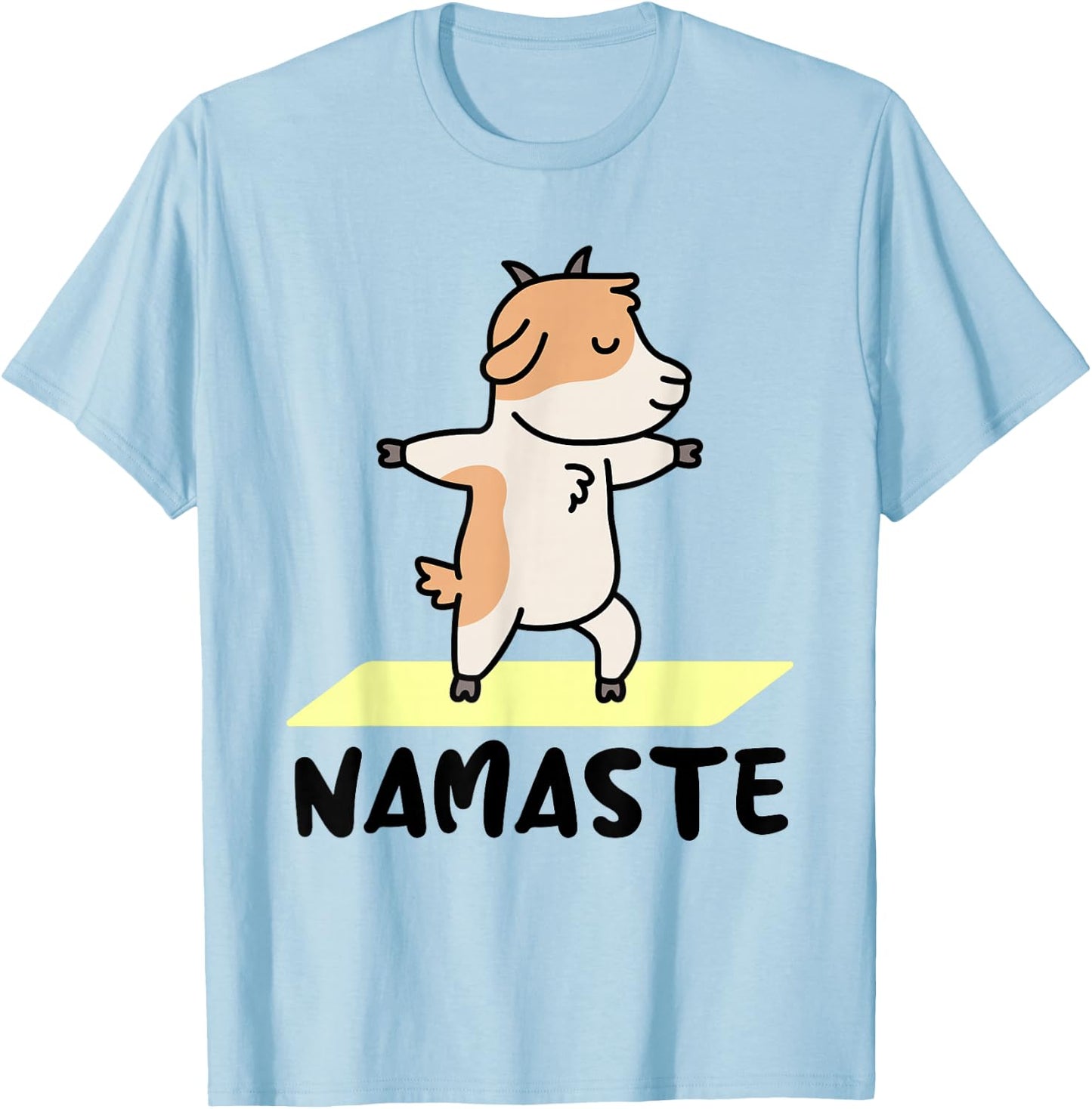 Funny yoga animal designs - Namaste - Cute Goat Doing Yoga - White - Small - -Adults - Short Sleeve - Yoga - Women Yogis T-Shirt - T-Shirt | Light Blue