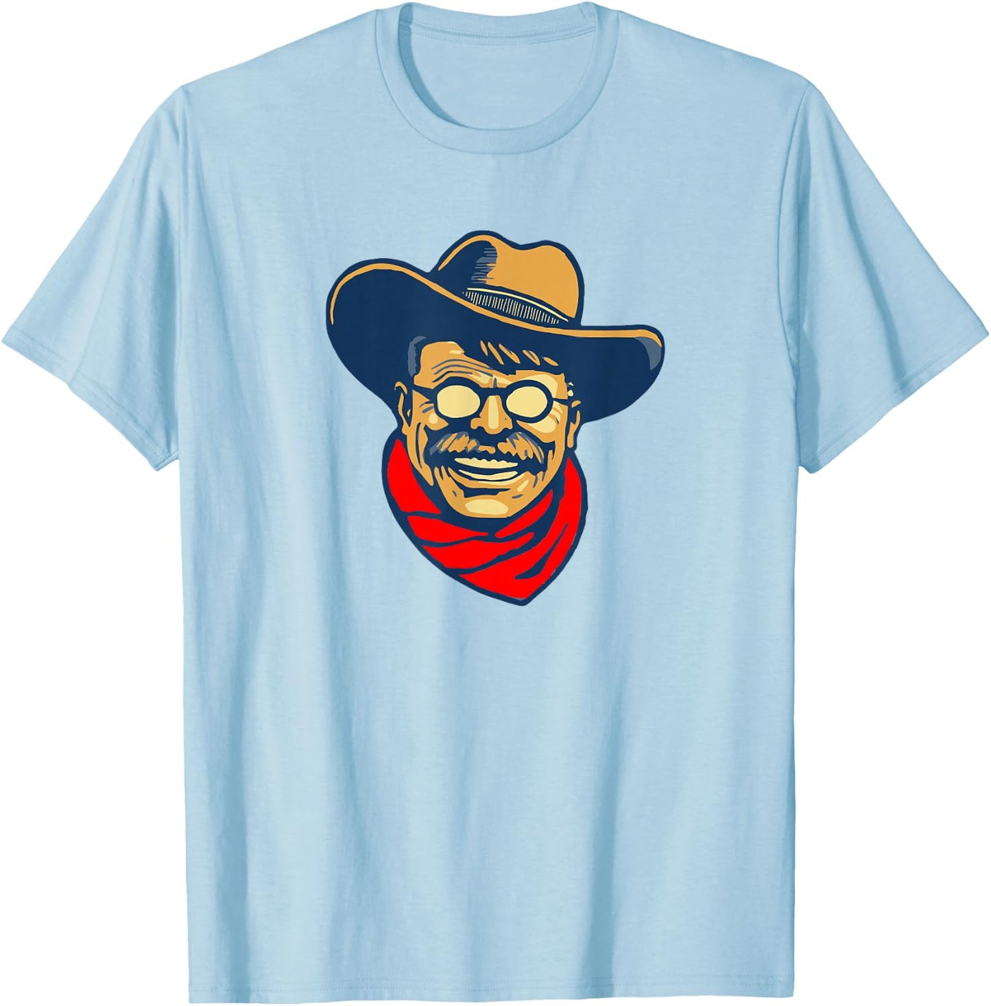 Teddy Roosevelt Rough Rider American National Parks Retro T-Shirt - T-Shirt | Light Blue
