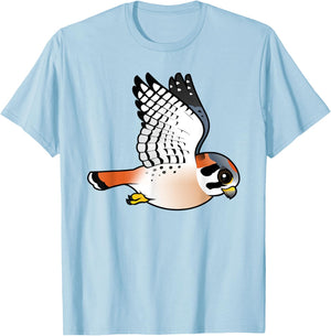Cute Cartoon Flying Kestrel Falcon | Bird of Prey Raptor T-Shirt - T-Shirt | Light Blue
