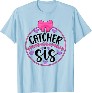 Baseball Catcher Sis Proud Baseball Catcher Sister T-Shirt - T-Shirt | Light Blue