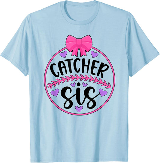 Baseball Catcher Sis Proud Baseball Catcher Sister T-Shirt - T-Shirt | Light Blue
